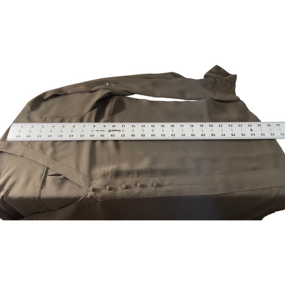 Express Women's Large Olive Green Blouse V-Neck Button Front Long Sleeve RN55285 - Picture 7 of 9